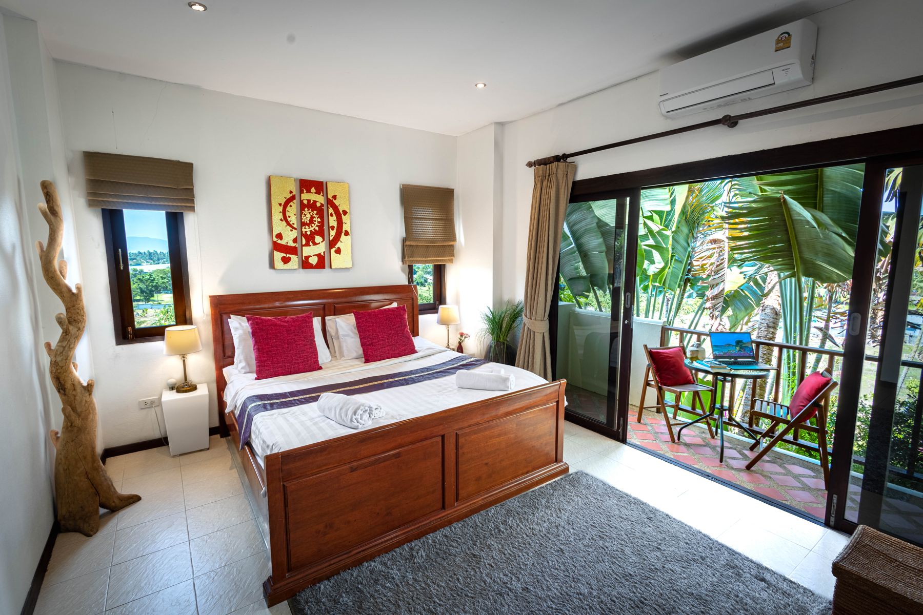 Bedroom with balcony doors