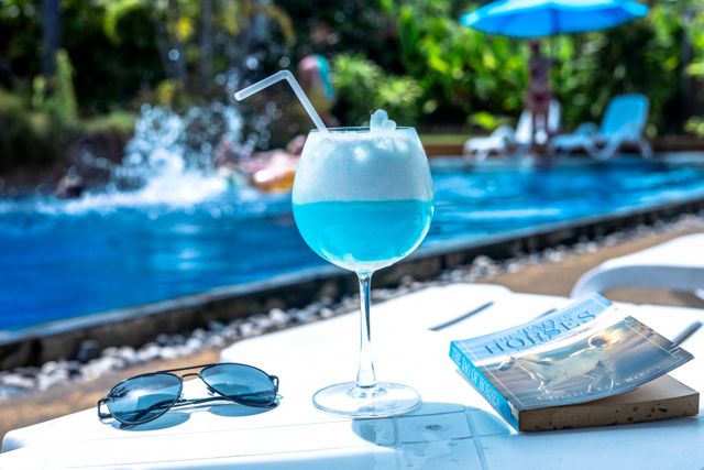 A drink by the pool